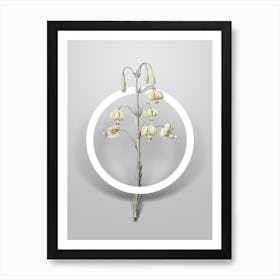 Vintage Lilium Pyrenaicum Minimalist Botanical Geometric Circle on Soft Gray n.0217 Art Print