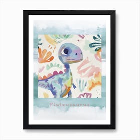 Plateosaurus Dinosaur Muted Pastels Pattern 2 Poster Art Print