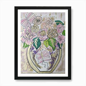 Vase and flowers Art Print