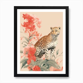 Leopard And Flowers Art Print