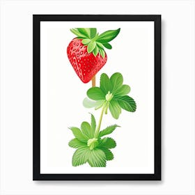 June Bearing Strawberries, Plant, Marker Art Illustration 2 Art Print