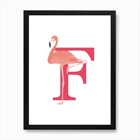 F For Flamingo Art Print