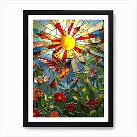 Hummingbird Stained Glass 1 Art Print