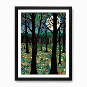 William Morris Moonlight In The Forest 26 Art Print