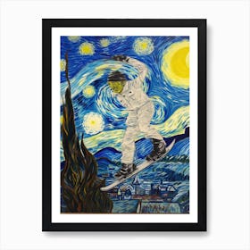 Snowboarding In The Style Of Van Gogh 1 Art Print