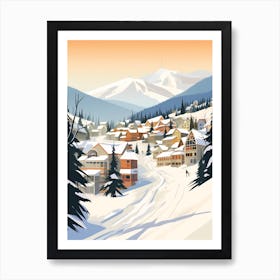 Vintage Winter Travel Illustration Whistler Canada 4 Art Print