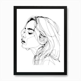 Portrait Of A Woman Minimalist One Line Illustration 3 Art Print