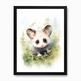 Light Watercolor Painting Of A Baby Possum 6 Art Print