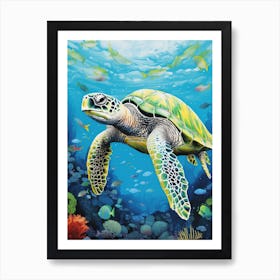 Sea Turtle Exploring The Ocean 1 Art Print