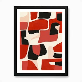 Abstract Red Black And White Painting 1 Art Print