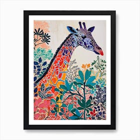 Colourful Giraffe With Patterns 3 Art Print