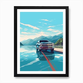 A Chevrolet Silverado Car In The Lake Como Italy Illustration 4 Art Print