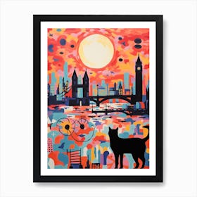 London, United Kingdom Skyline With A Cat 6 Art Print