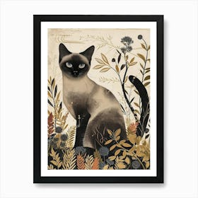 Siamese Cat Japanese Illustration 1 Art Print