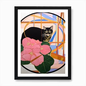 Amaryllis With A Cat 2 Abstract Expressionist Art Print