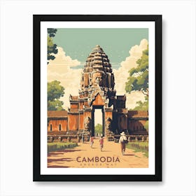 Cambodia Angkor Wat Retro Travel Art Print