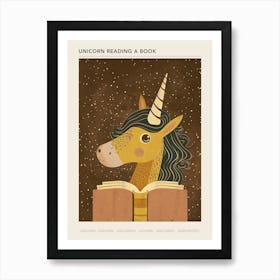 Unicorn Reading A Book Muted Pastels 5 Poster Art Print
