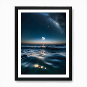 Full Moon Over The Ocean Art Print