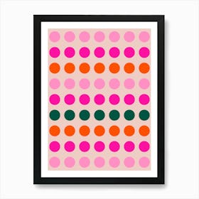 Colorful Mid Century Modern Geometric Dots Pink & Orange Art Print