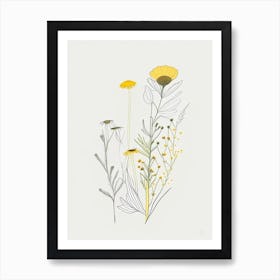 Chamomile Spices And Herbs Minimal Line Drawing 2 Art Print