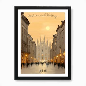 Fashion And History Milan, minimalist soft tones palette, watercolor poster Poster