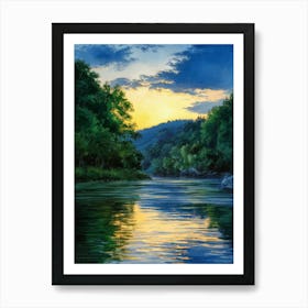 Sunset On The River Art Print