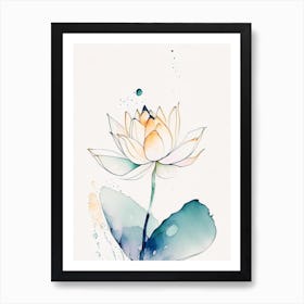 Double Lotus Minimal Watercolour 3 Art Print