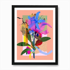 Bluebell 4 Neon Flower Collage Art Print