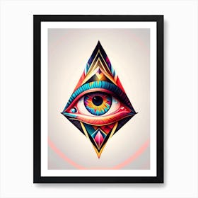 Geometric Eye, Symbol, Third Eye Tattoo 1 Art Print