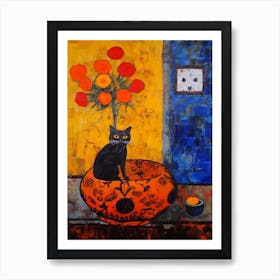 Marigold With A Cat 4 Surreal Joan Miro Style  Art Print