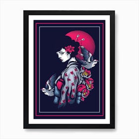 Japanese Style Female Geisha Art Print