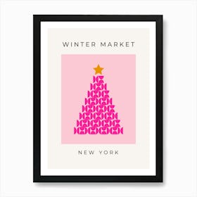 Winter Market | 09 - Pink Christmas Tree Art Print