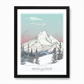 Mount Lafayette Usa Color Line Drawing 6 Poster Art Print