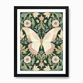 Butterfly On A Green Background 2 Art Print