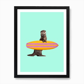 Surfing Otter Art Print