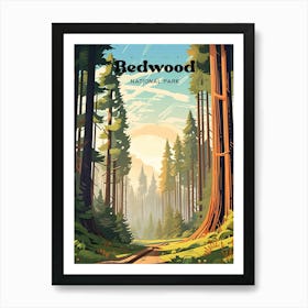 Redwood National Park California Forest Travel Illustration Art Print