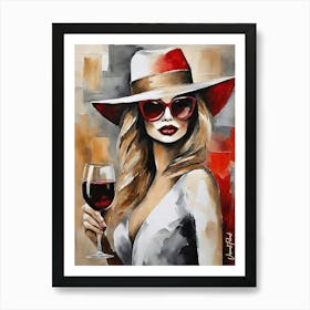Woman With A Glass Of Wine Art Print