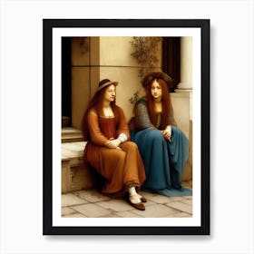 Rpg 40 Beautiful Women Sitting On A Pavement Full Length Port 0 (1) Art Print