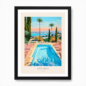 Antibes, France 2 Midcentury Modern Pool Poster Art Print