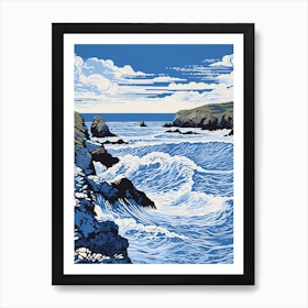 A Screen Print Of Kynance Cove Cornwall 1 Art Print