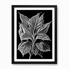 Bergamot Leaf Linocut 2 Art Print