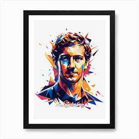 Mark Zuckerberg 01 Portrait WPAP Pop Art Art Print