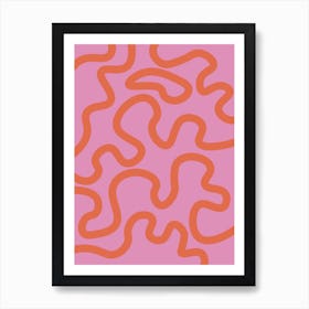 Red And Pink Squiggle Art Print