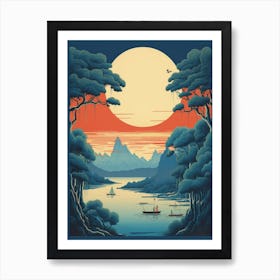 Lake Mashu, Japan Vintage Travel Art 1 Art Print