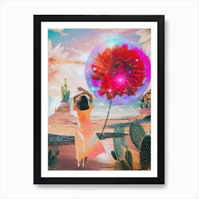 Dancing Cactus Floral Collage Art Print