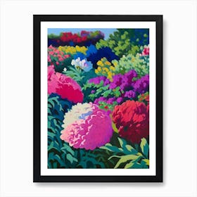 Mixed Perennial Beds Of Peonies Colourful 1 Painting Art Print