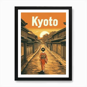 Aihrgdesign A Retro Travel Poster For Kyoto Art Print