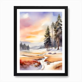 Watercolor Landscape Painting .3 Art Print