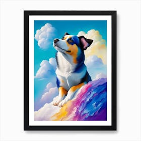 Dog Sitting On Clouds Art Print