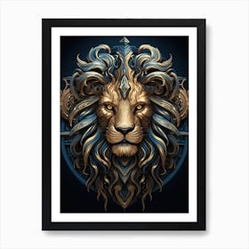 Lion Art Painting  Art Deco 1 Art Print